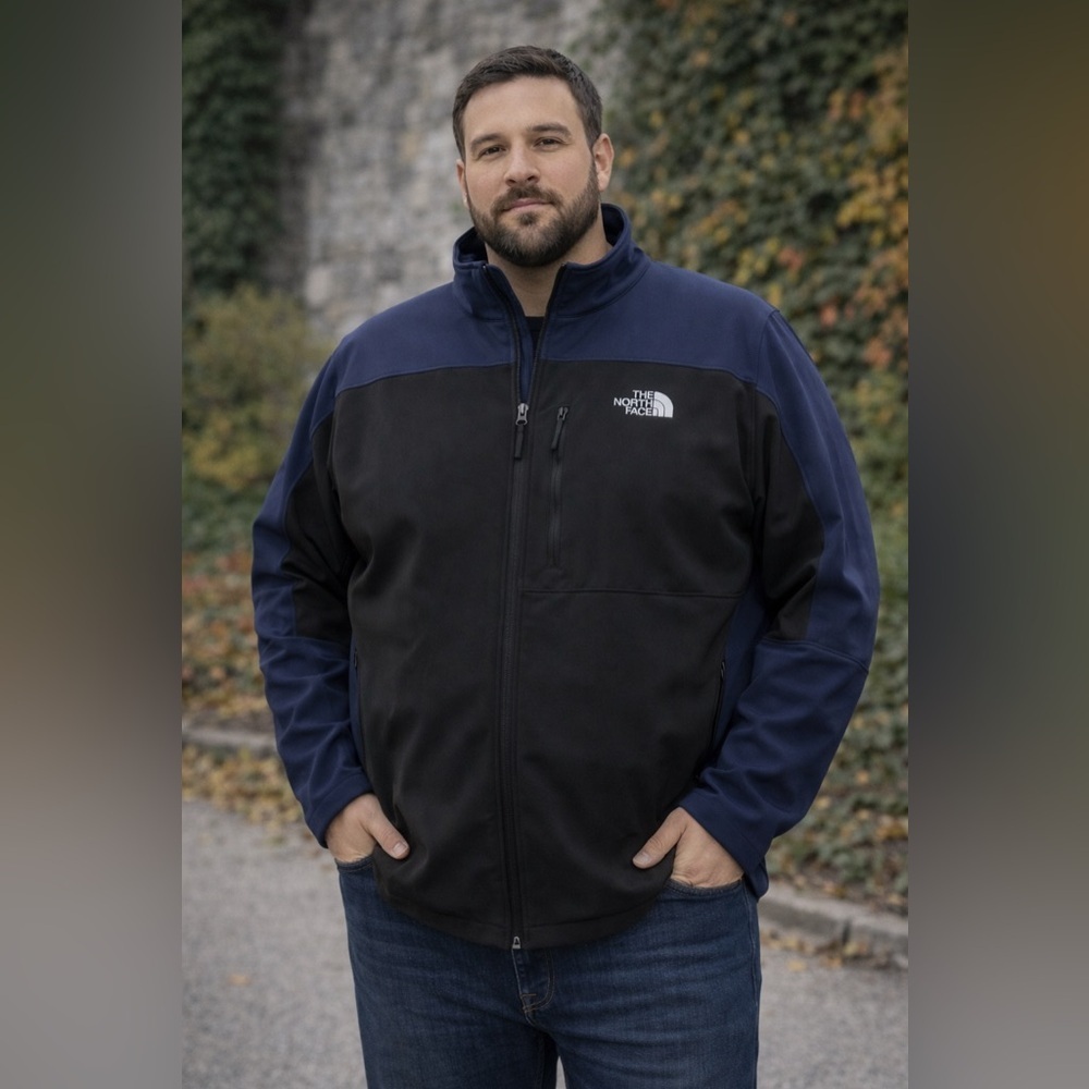 The North Face Men’s XXL Navy Black Softshell Jacket Full Zip Fleece - Picture 12 of 12